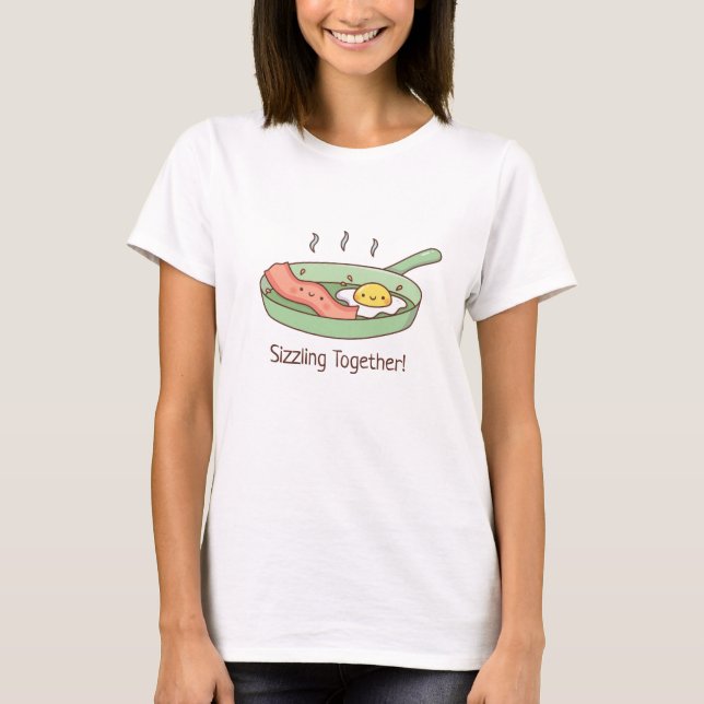 T-shirt Mignon sizzle ensemble, petit déjeuner bacon et œu (Devant)