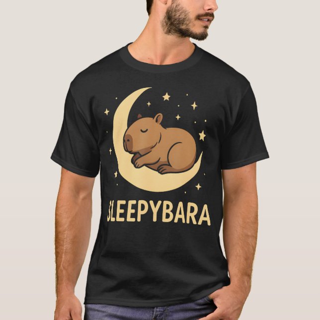 T-shirt Mignon Sleepybara Drôle Capybara Endormi Sur (Devant)