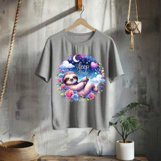 T-shirt Mignon Sloth Mode Sommeil Ciel Nocturne