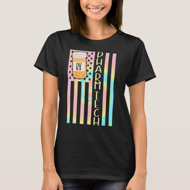 T-shirt mignon technicien en pharmacie pharm Drapeau améri (Devant)