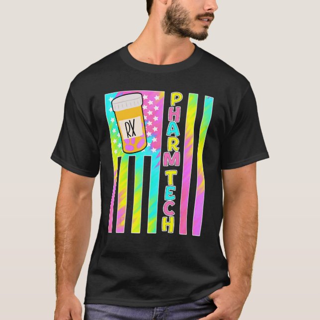 T-shirt mignon technicien en pharmacie pharm Drapeau améri (Devant)