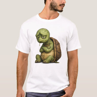 T-shirt Mignon Tortue Triste – Dessin d'Animal Émo