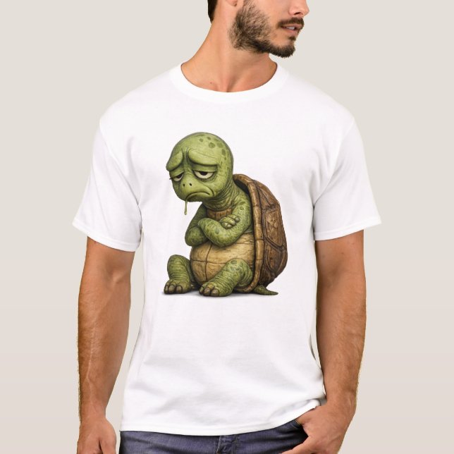 T-shirt Mignon Tortue Triste – Dessin d'Animal Émo (Devant)