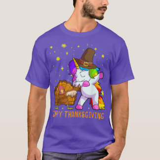 T-shirt Mignon Unicorn Thanksgiving Pour Les Filles Pèleri