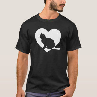 T-shirt Mignon Vintage Qui Aime Les Chats Chat Noir Cœur
