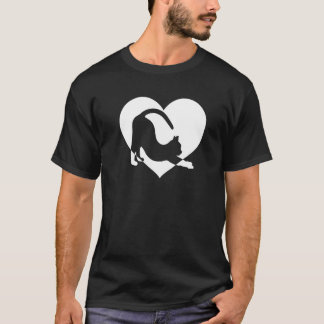 T-shirt Mignon Vintage Qui Aime Les Chats Chat Noir Cœur