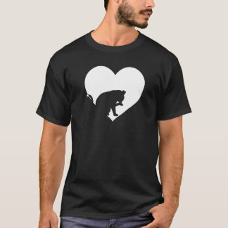 T-shirt Mignon Vintage Qui Aime les Chats Chat Noir Cœur