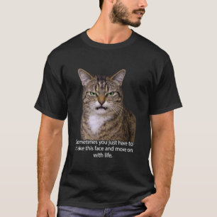T-shirt Mignon Visage de Chat Mécontent Méme Furieux