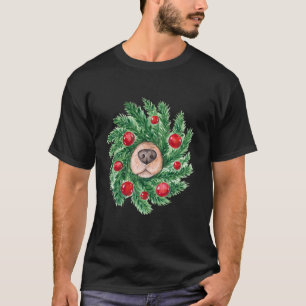 T-shirt Mignonette Noël hommes femmes chien nez wreath drô