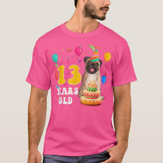 T-shirt Mignonne 13 ans Carlin Amoureux des chiens 13e ann