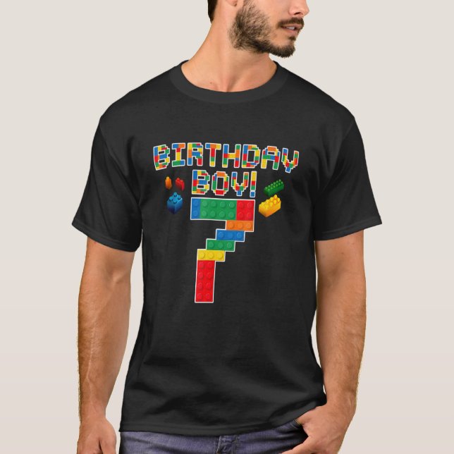 T-shirt Mignonne 7e anniversaire 7 ans Bâtiment Boys (Devant)
