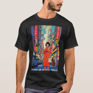T-shirt Mignonne 80S Retro Anime Girl Tokyo Japon Vintage