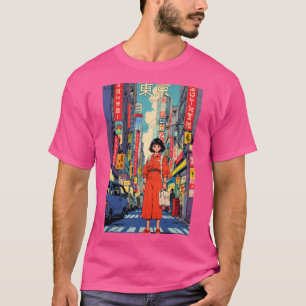 T-shirt Mignonne 80S Retro Anime Girl Tokyo Japon Vintage