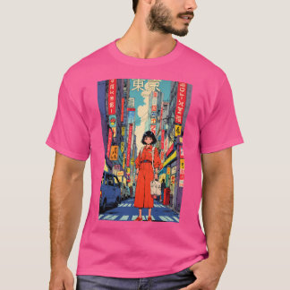T-shirt Mignonne 80S Retro Anime Girl Tokyo Japon Vintage