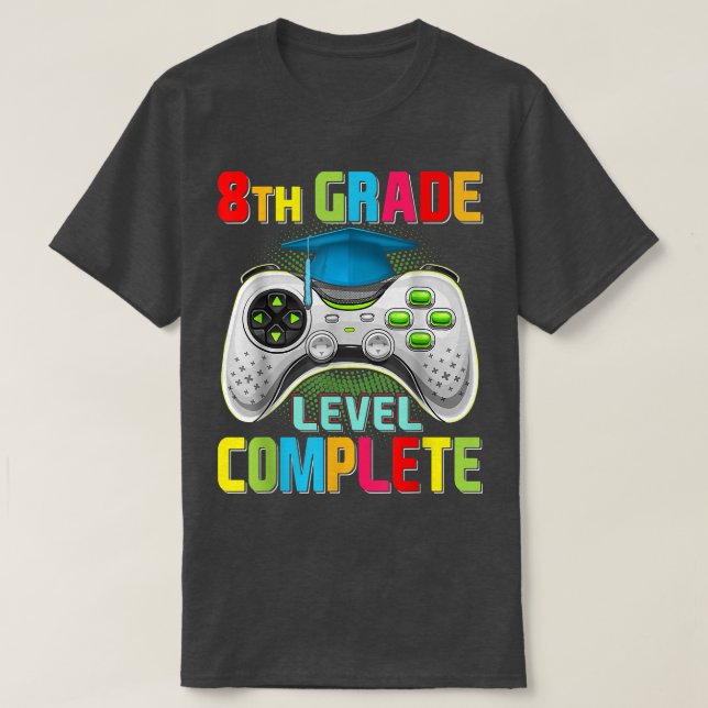 T-shirt Mignonne 8e année Niveau Complet Gamer Graduation  (Design devant)