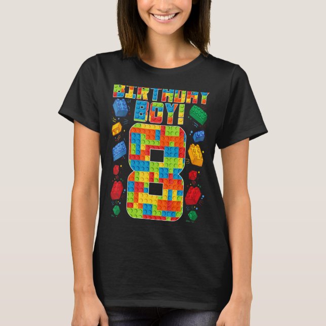 T-shirt Mignonne 8e anniversaire 8 ans Bâtiment Boys (Devant)