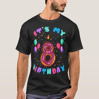 T-shirt Mignonne 8e anniversaire 8 ans Joyeux Donut Boy Gi