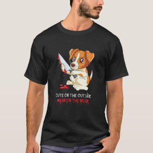 T-shirt Mignonne À L'Extérieur Moyenne Sur Le Chien Intéri