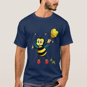T-shirt Mignonne abeille à miel avec cœur et monogramme