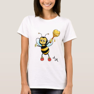T-shirt Mignonne abeille à miel avec cœur et monogramme