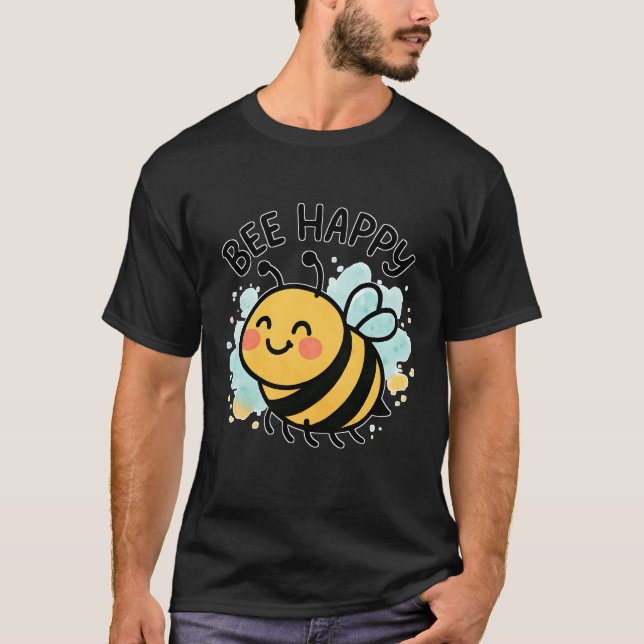 T-shirt Mignonne abeille heureuse dessin animé (Devant)