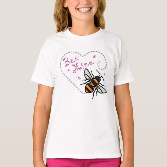 T-shirt Mignonne abeille mienne Saint-Valentin cœur (Devant)
