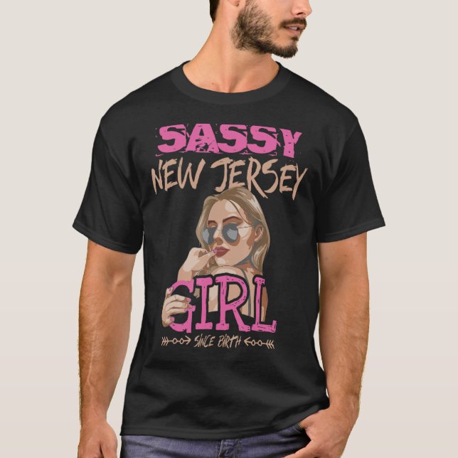 T-shirt Mignonne Ado Girls en tenue Sassy New Jersey Girl  (Devant)