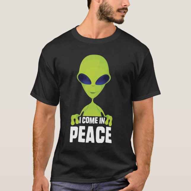 T-shirt Mignonne Alien Je Viens En Paix Espace Rave EDM Mu (Devant)