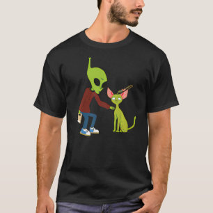 T-shirt Mignonne Alien Pet Un Chat Pour Chat Maman Papa An