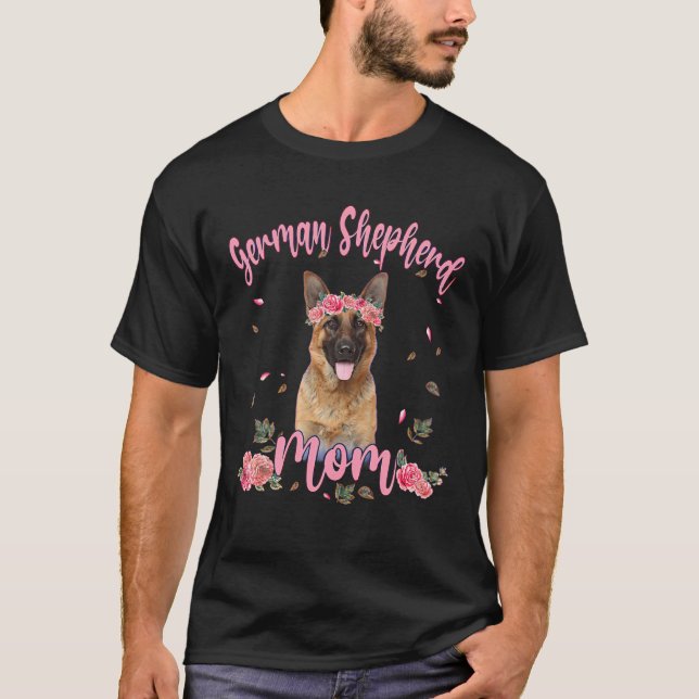T-shirt Mignonne Allemande Berger Maman Fleur Amoureux des (Devant)