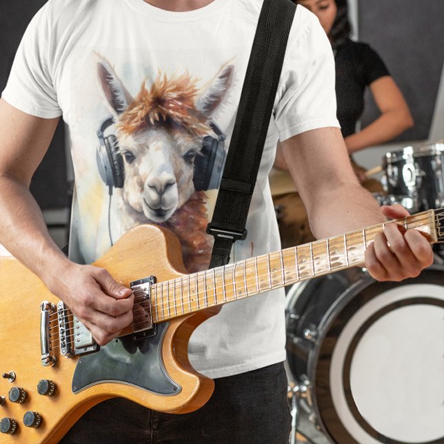 T-shirt Mignonne alpaga blanc avec casque (Créateur téléchargé)