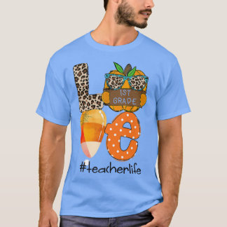 T-shirt Mignonne Amour 1ère année Enseignant Vie Halloween