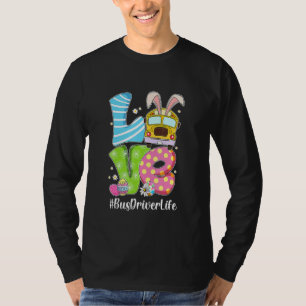 T-shirt Mignonne Amour Bunny School Bus Conducteur Vie Joy