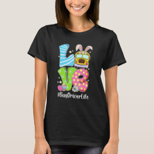 T-shirt Mignonne Amour Bunny School Bus Conducteur Vie Joy