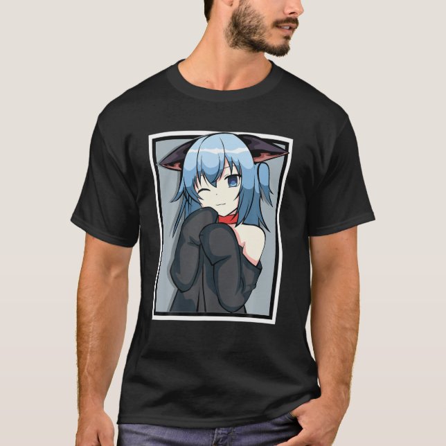 T-shirt Mignonne Anime Girl - Design Chat - Manga (Devant)