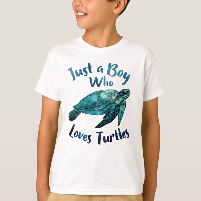 T-shirt Mignonne Aquarelle De Mer Juste Un Garçon Qui Aime (Devant)
