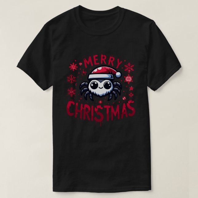 T-shirt Mignonne araignée sauteur de noël (Design devant)