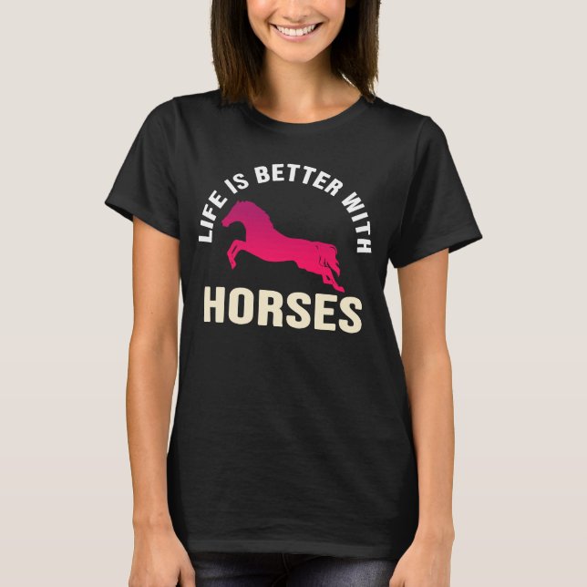 T-shirt Mignonne Avec Cheval Équitation Équitation (Devant)