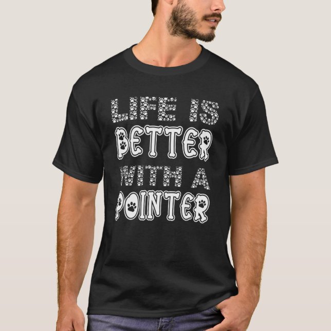 T-shirt Mignonne avec un chien pointeur (Devant)