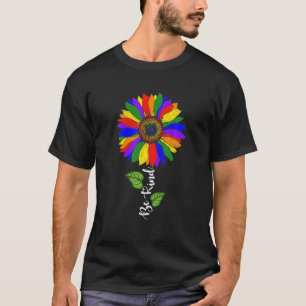 T-shirt Mignonne Be Kind Rainbow Sunflower LGBT Gay Lesbia