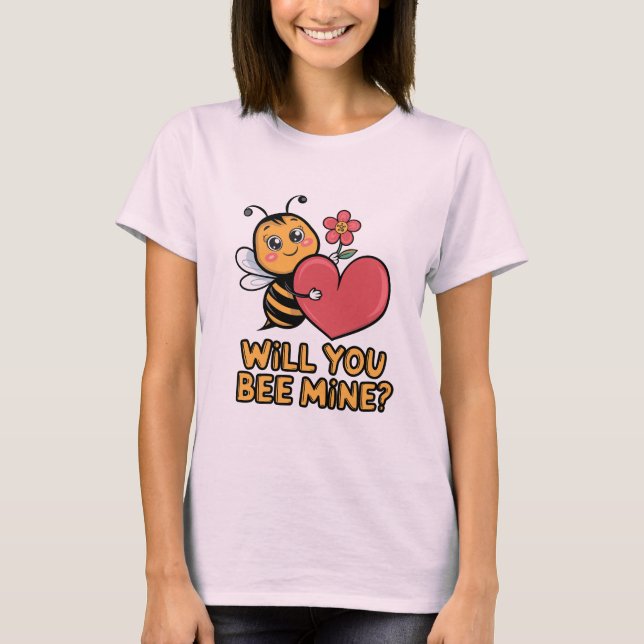 T-shirt Mignonne Bee Valentine - "Serez-Vous À Moi ?" (Devant)