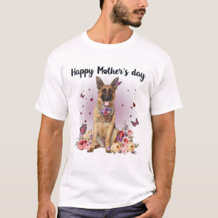 T-shirt Mignonne berger allemand Maman Fleur Bonne fête de