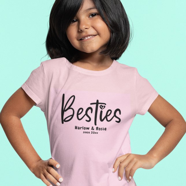 T-Shirt Mignonne Besties BFF Meilleurs Amis Vos Noms (Créateur téléchargé)