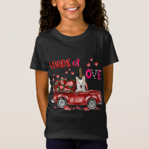 T-Shirt Mignonne Blanc Berger Allemand Chien Conduisant Ro