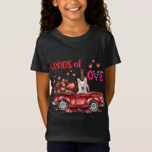 T-Shirt Mignonne Blanc Berger Allemand Chien Conduisant Ro