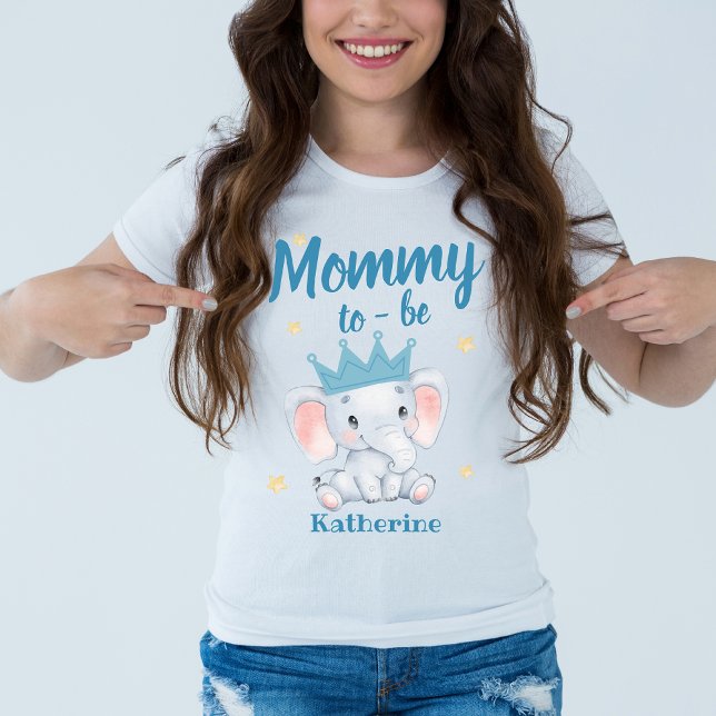 T-shirt Mignonne bleu éléphant baby shower maman être mère (Créateur téléchargé)