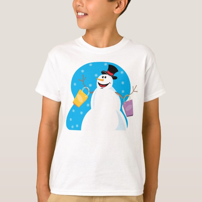 T-shirt Mignonne bonhomme de neige de Noël (Devant)
