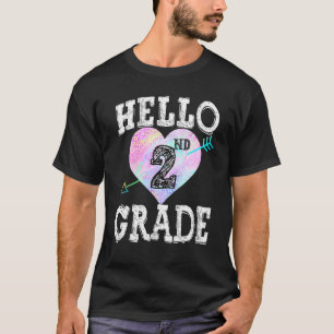 T-shirt Mignonne Bonjour 2e année Coeur Retour à l'école E