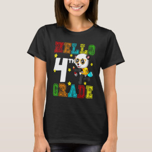 T-shirt Mignonne Bonjour 4e année Enseignant Panda de reto