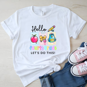 T-shirt Mignonne Bonjour Quatrième Année Preppy